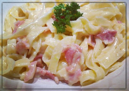 Cheese and bacon tagliatelle