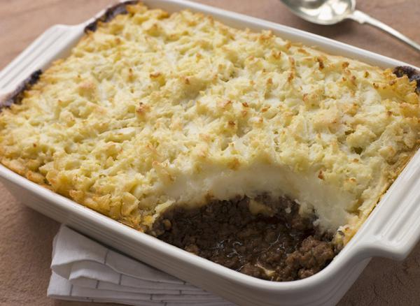 Baked mashed potatoes and ground beef
