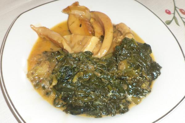 Cuttlefish with spinach
