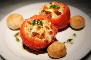 Egg and cheese stuffed tomatoes