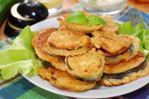 Fried eggplant slices with egg
